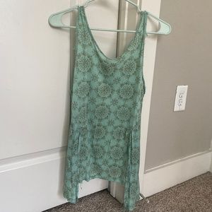 Free people light green geometric layered patterned tank top